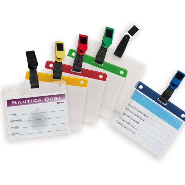 Porta Badge con fascia e clip colorata