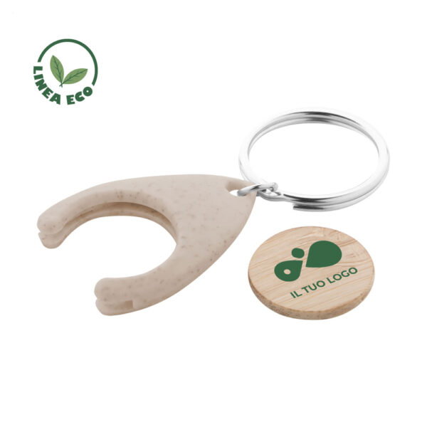 Portachiavi con gettone in bambù Boinc